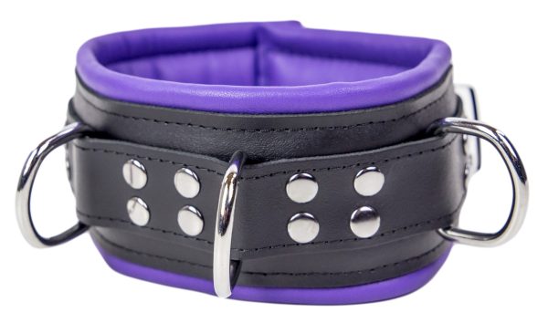 Collier rembourré en cuir 3 Anneaux D Violet – Image 5