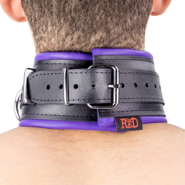 Collier rembourré en cuir 3 Anneaux D Violet – Image 6