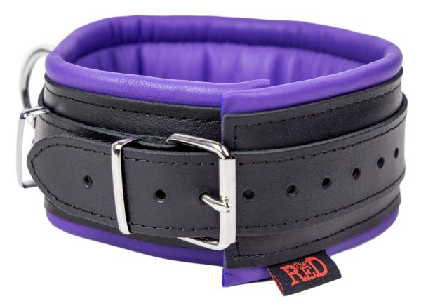 Collier rembourré en cuir 3 Anneaux D Violet