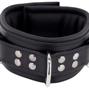 Collier rembourré en cuir avec Anneaux D Noir