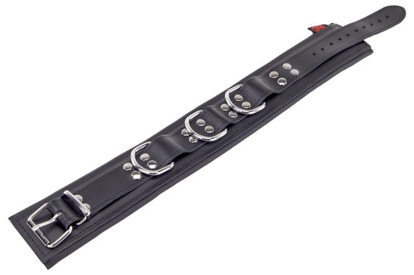 Collier rembourré en cuir avec Anneaux D Noir – Image 3