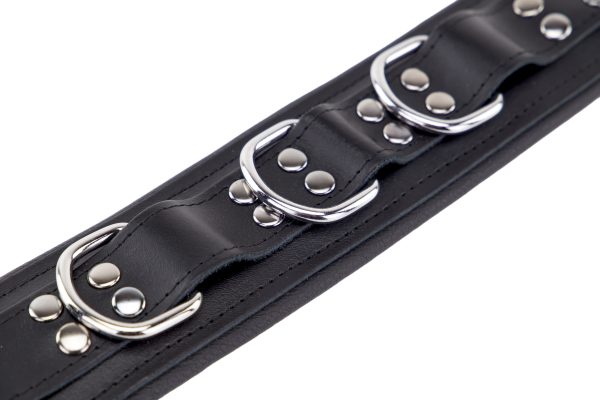 Collier rembourré en cuir avec Anneaux D Noir – Image 4