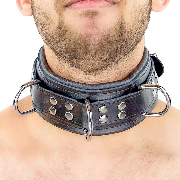 Collier rembourré en cuir avec Anneaux D Noir – Image 7