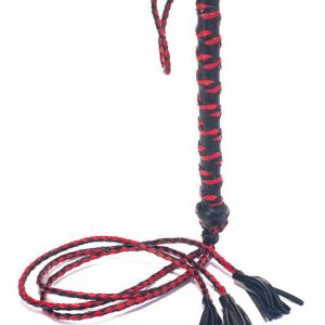 Fouet Triple Lanières 50cm Noir-Rouge