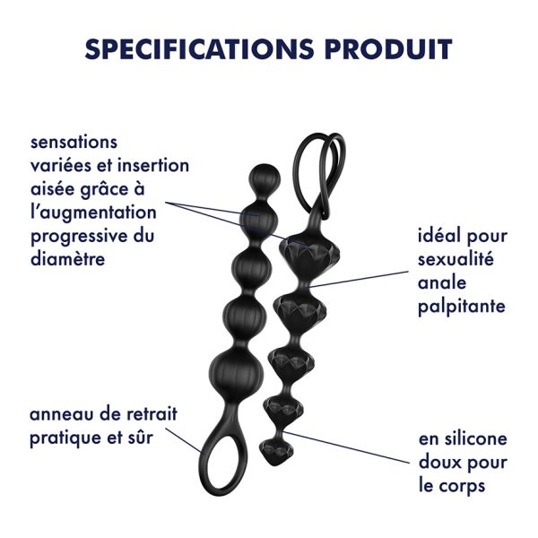 Kit de 2 chapelets Satisfyer beads - Noirs – Image 3