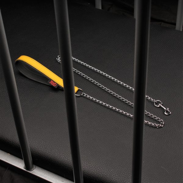 Laisse avec Poignée en cuir 1m Jaune – Image 3