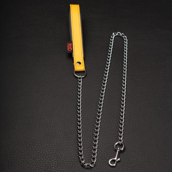 Laisse avec Poignée en cuir 1m Jaune – Image 4