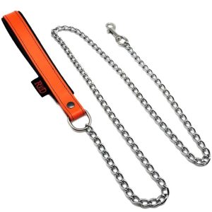 Laisse avec Poignée en cuir 1m Orange