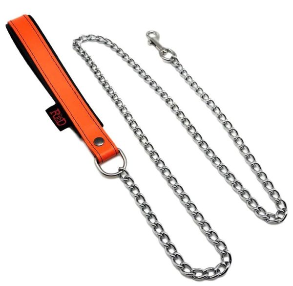Laisse avec Poignée en cuir 1m Orange