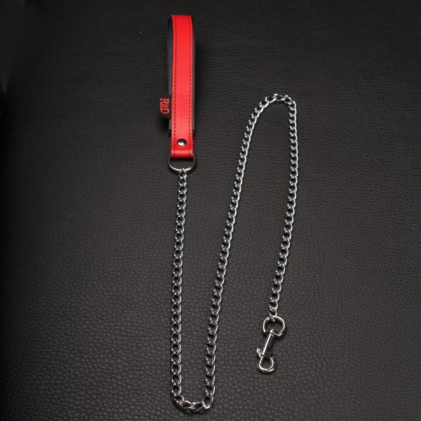 Laisse avec poignée en cuir 1m Rouge – Image 4