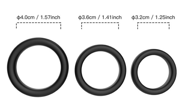 Lot de 3 cockring Silicone Set Ring Noirs – Image 5