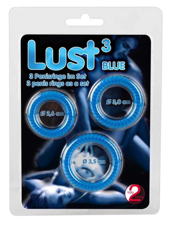 Lot de 3 cockrings Lust Bleus – Image 2