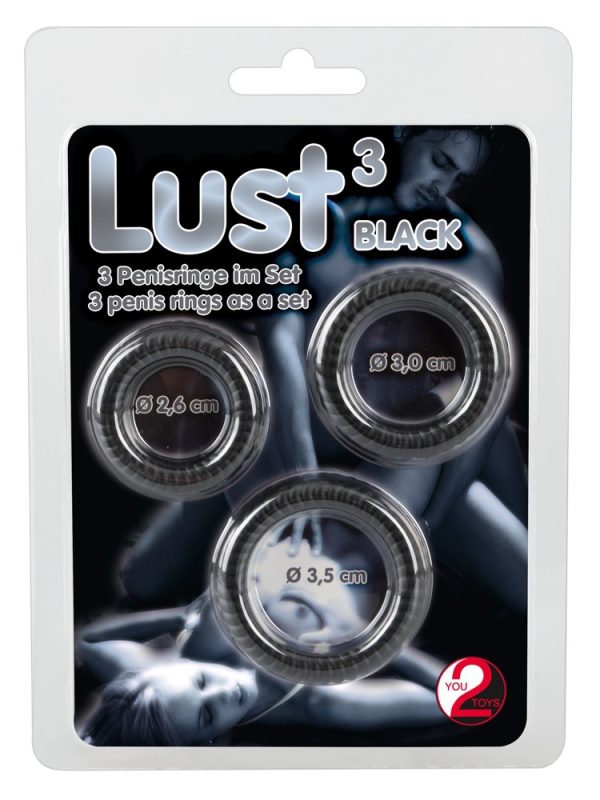 Lot de 3 cockrings silicone Lust Noirs – Image 2