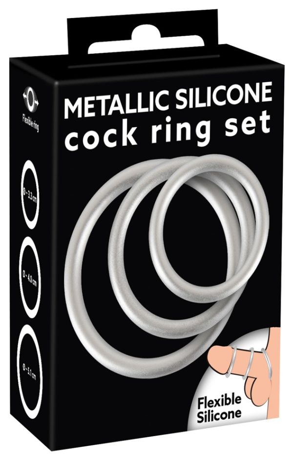 Lot de 3 cockrings Silicone Thin Ring Gris – Image 2