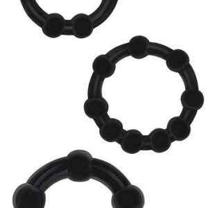 Lot de 3 mini cockrings souples Beaded Set Noirs