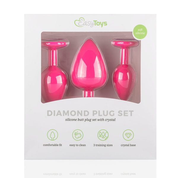 Lot de 3 plugs Bijou Diamond Roses – Image 2