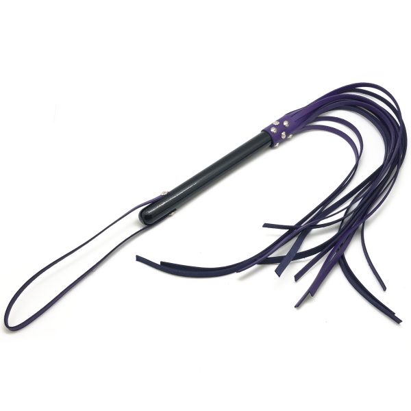 Martinet Long Lanières en cuir et Manche en bois 80cm Violet-Noir – Image 2