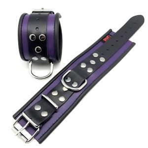 Menotte en cuir  Violet-Noir