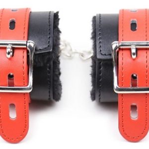 Menottes avec Fourrure Noires-Rouges