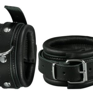 Menottes de chevilles en cuir 5cm Noir