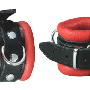 Menottes de poignet Cuir Noir-Rouge