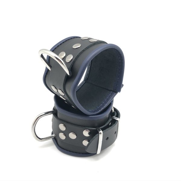 Menottes en cuir  Noir-Bleu – Image 3