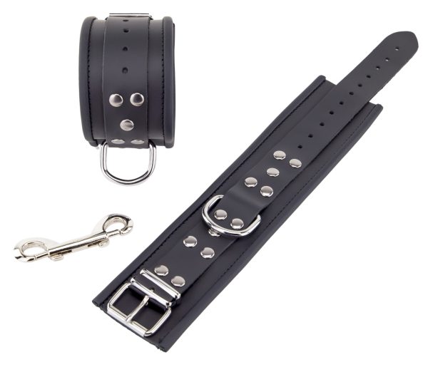 Menottes en cuir pour chevilles Noir – Image 3