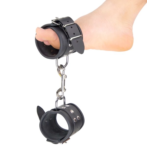Menottes en cuir pour chevilles Noir – Image 6