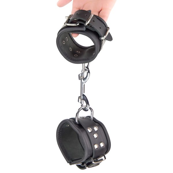 Menottes en cuir pour les poignets Noir – Image 6