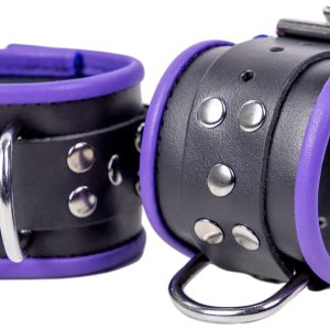 Menottes en cuir pour Poignets Noir-Violet