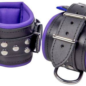 Menottes en cuir Rembourrées pour Chevilles Noir-Violet