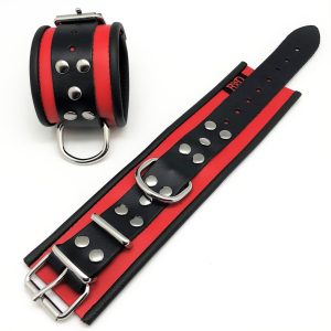 Menottes en cuir - Rouge-Noir