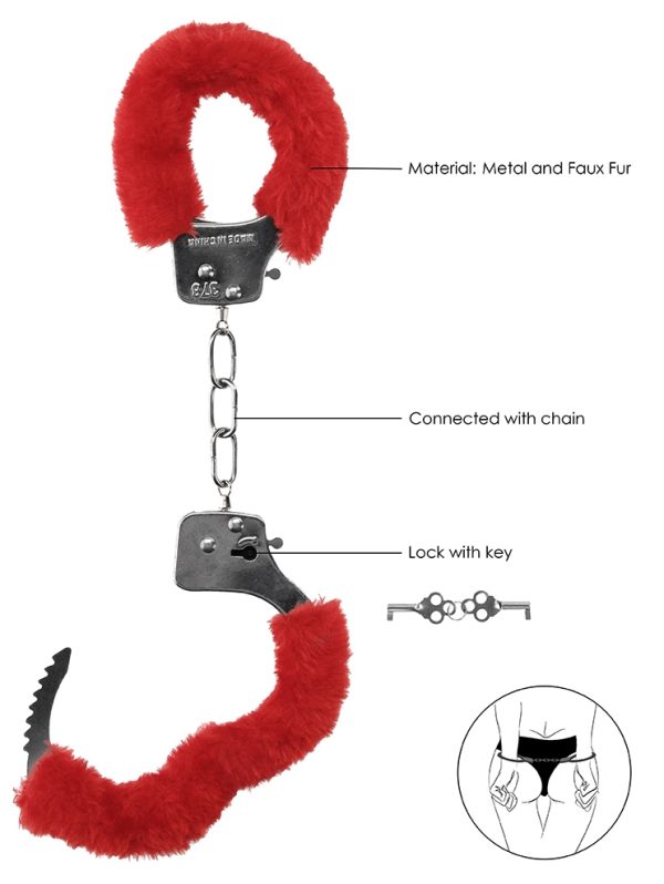 Menottes Pleasure Furry Rouges – Image 4