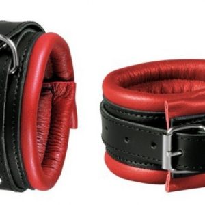 Menottes pour cheville Cuir noir-Rouge