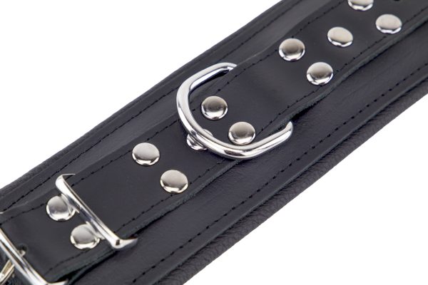 Menottes Rembourrées en cuir pour les poignets Noir – Image 5