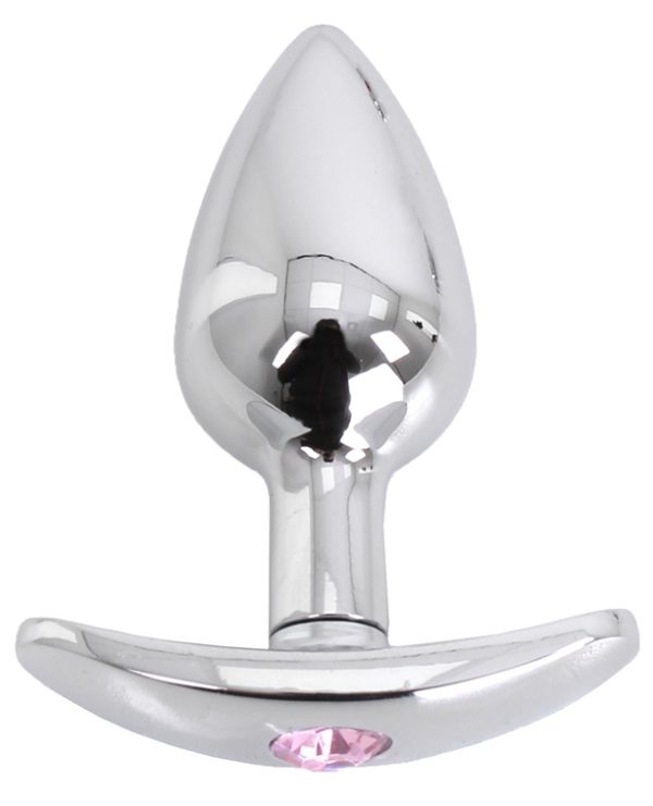 Plug Bijou Anal avec base arrondie Curve 6 x 2.8 cm - Bijou Rose – Image 3
