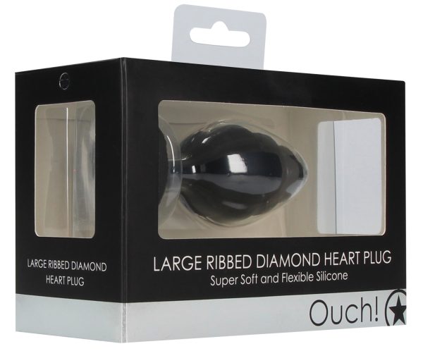 Plug Bijou Silicone Ribbed Heart L Noir - 7 x 3.5 cm – Image 2