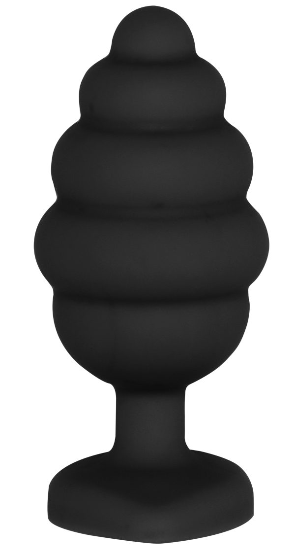 Plug Bijou Silicone Ribbed Heart L Noir - 7 x 3.5 cm – Image 3