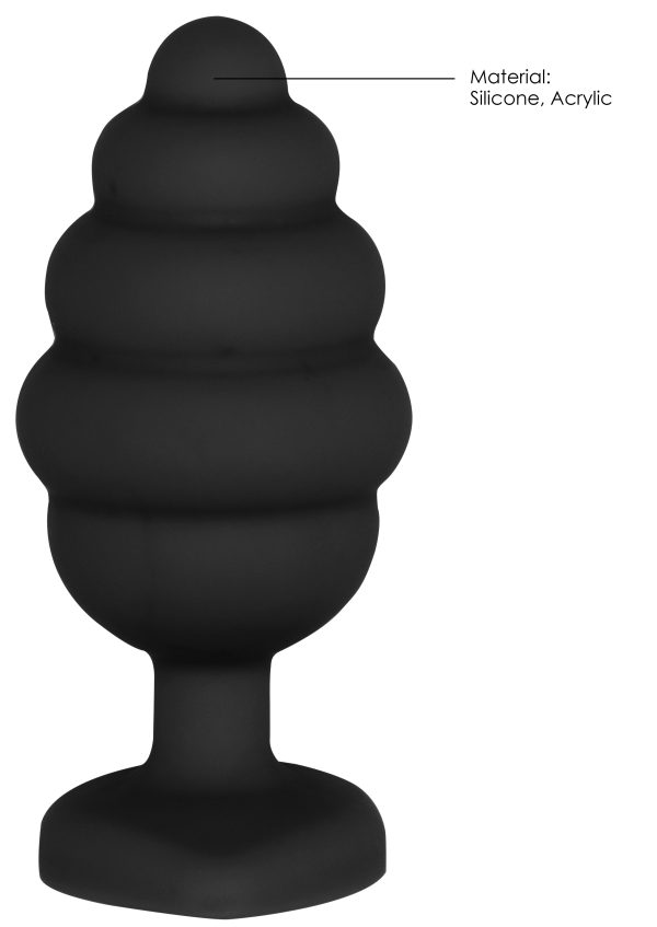 Plug Bijou Silicone Ribbed Heart L Noir - 7 x 3.5 cm – Image 4