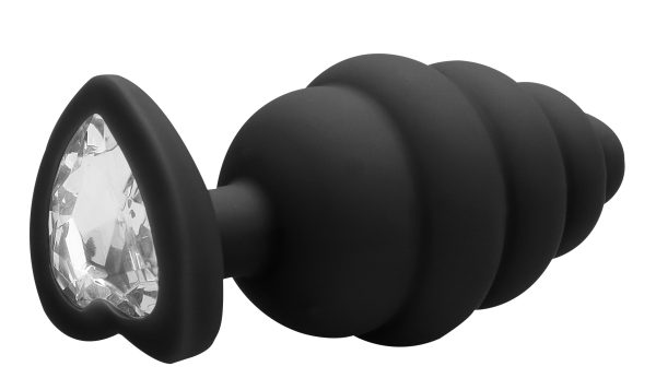 Plug Bijou Silicone Ribbed Heart L Noir - 7 x 3.5 cm – Image 7