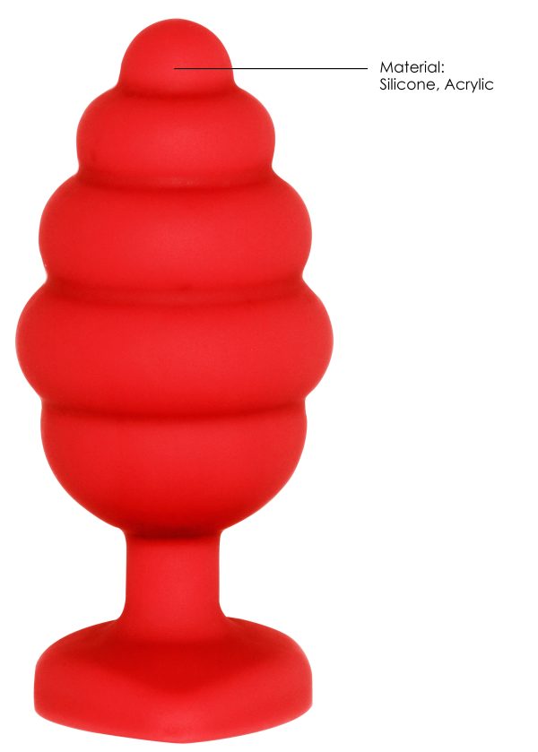 Plug Bijou Silicone Ribbed Heart L Rouge - 7 x 3.5 cm – Image 5