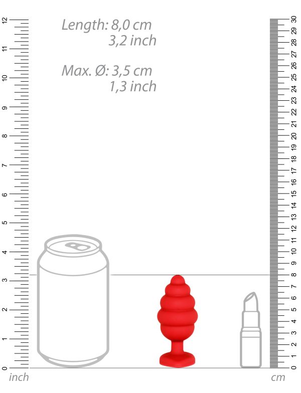 Plug Bijou Silicone Ribbed Heart L Rouge - 7 x 3.5 cm – Image 6