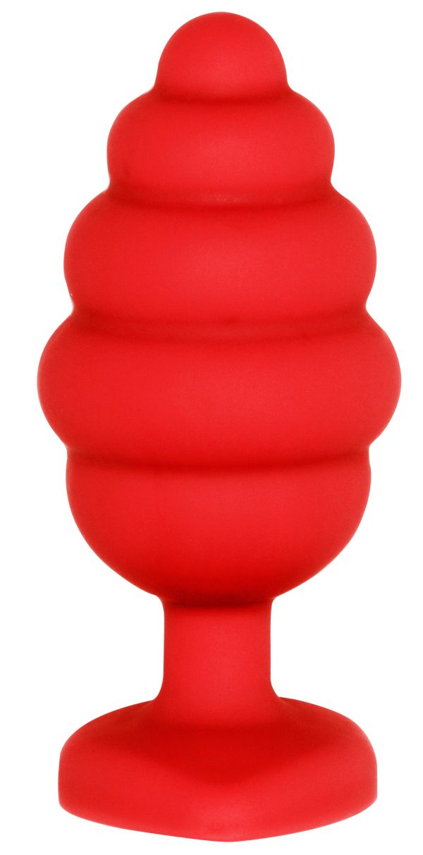 Plug Bijou Silicone Ribbed Heart L Rouge - 7 x 3.5 cm – Image 8