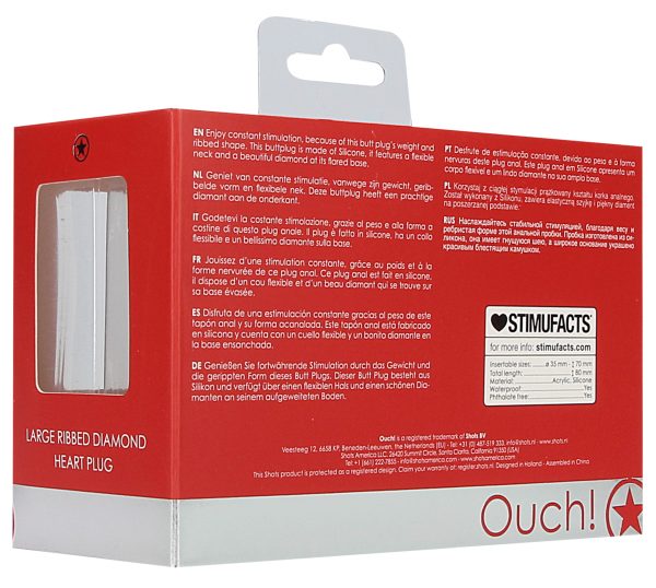 Plug Bijou Silicone Ribbed Heart L Rouge - 7 x 3.5 cm – Image 9