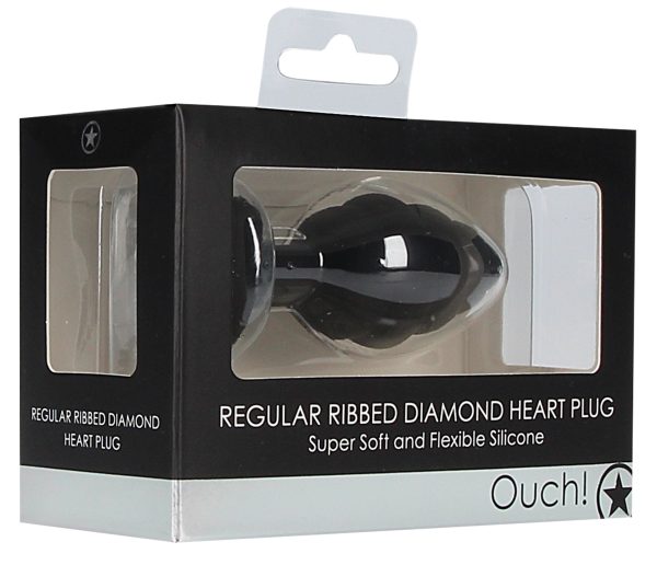 Plug bijou silicone Ribbed Heart Noir S - 6 x 2.7 cm – Image 2