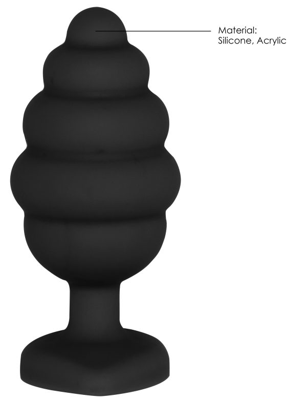 Plug bijou silicone Ribbed Heart Noir S - 6 x 2.7 cm – Image 3