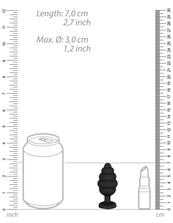 Plug bijou silicone Ribbed Heart Noir S - 6 x 2.7 cm – Image 4