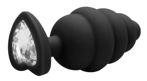 Plug bijou silicone Ribbed Heart Noir S - 6 x 2.7 cm – Image 5