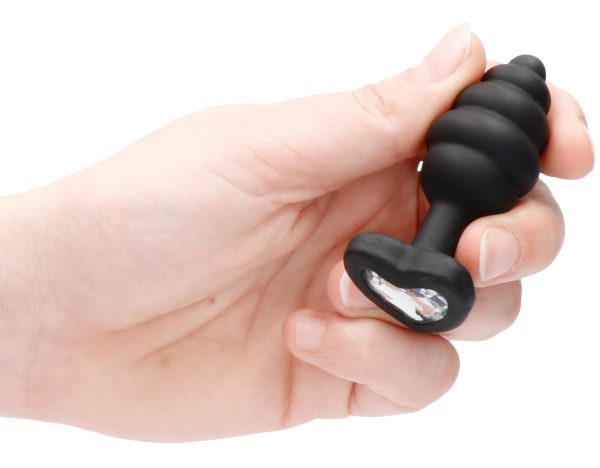 Plug bijou silicone Ribbed Heart Noir S - 6 x 2.7 cm – Image 6