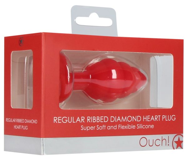 Plug Bijou Silicone Ribbed Heart S Rouge - 6 x 2.7 cm – Image 2